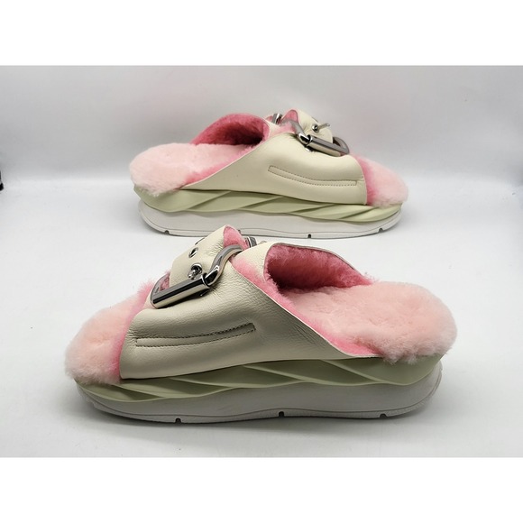 4CCCCEES Strawberry Leather Mellow Laze Cozy‎ Sandals With Shearling Footbed - Picture 10 of 10